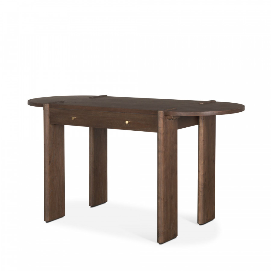 Mercana - Sohan Dark Brown Elm Wood Oblong Desk