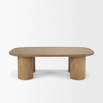 Mercana Tavi Rectangular Coffee Table with Column Legs - Brown