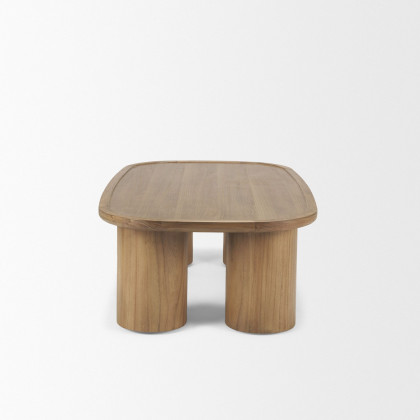 Mercana Tavi Rectangular Coffee Table with Column Legs - Brown