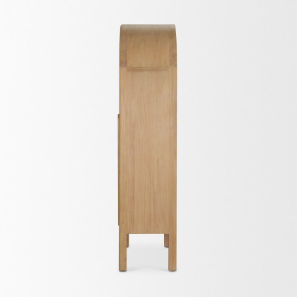 Mercana - Callum Light Brown Elm Wood with Glass Doors Arched Curio Cabinet