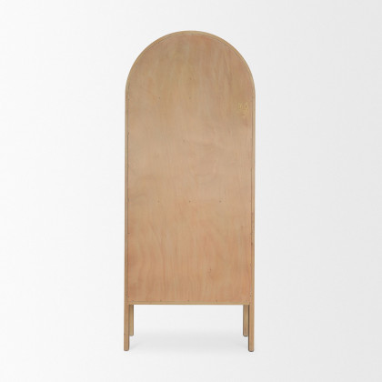 Mercana - Callum Light Brown Elm Wood with Glass Doors Arched Curio Cabinet