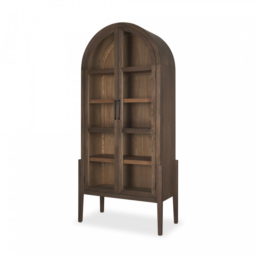Mercana - Teva Two Toned Dark with Light Wood Arched Curio Cabinet