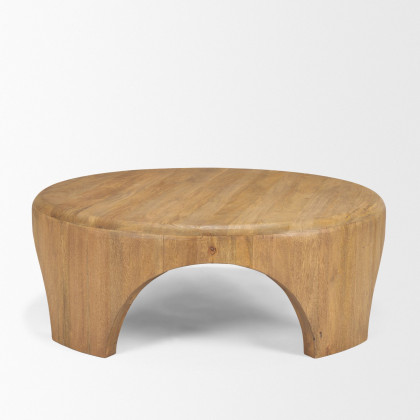 Mercana Shima Round Coffee Table with Arched Legs - Light Brown