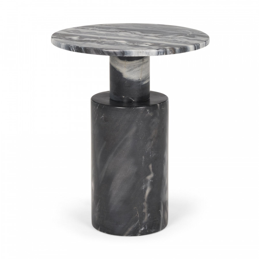 Mercana - Taite Solid Dark Gray Marble Pedestal Accent Table