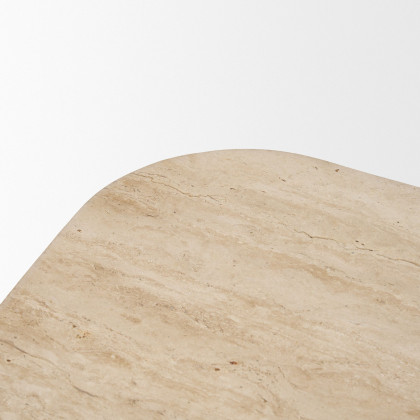 Mercana - Symona Travertine and Mango Wood Rectangle Coffee Table