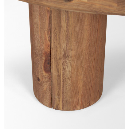 Mercana - Tucson Natural Wood with Round Black Oak Top Coffee Table