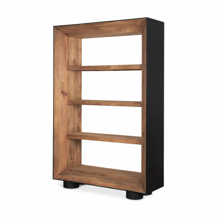 Mercana - Tabor Natural Wood with Black Oak Frame Bookcase