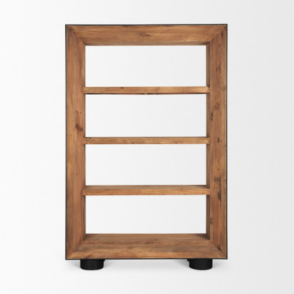 Mercana - Tabor Natural Wood with Black Oak Frame Bookcase