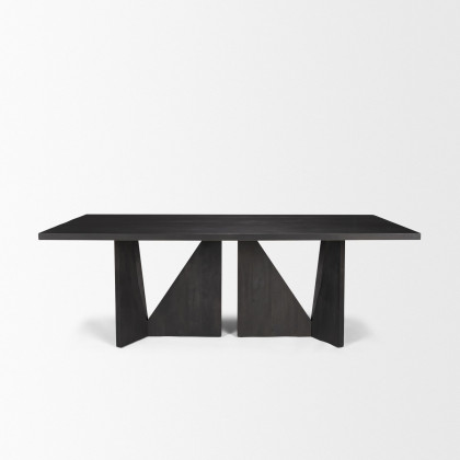 Mercana Tarro Rectangular Dining Table with Geometrical Base - Black