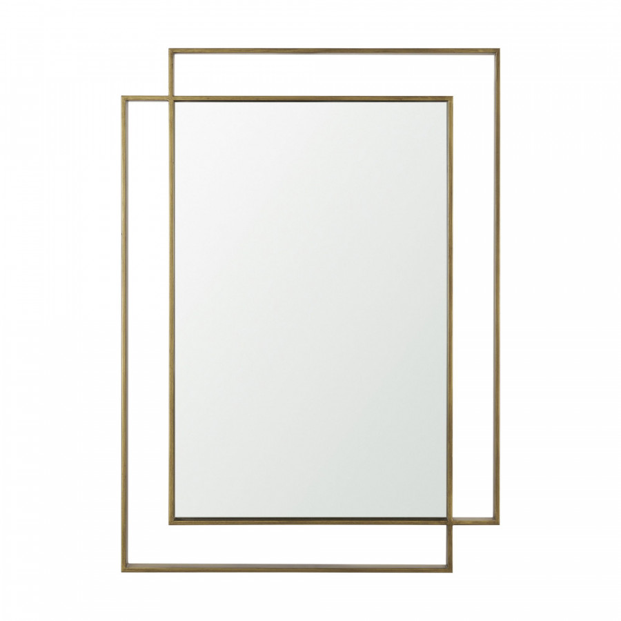 Mercana Tiva Rectangular Dual Metal Framed Mirror - Gold