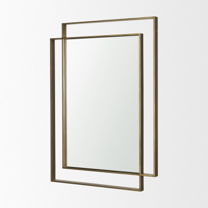 Mercana Tiva Rectangular Dual Metal Framed Mirror - Gold