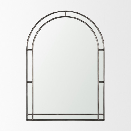 Mercana Tiffany Metal Double Frame Arched Mirror - Black