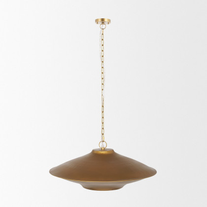 Mercana - Titus 1-Light Brass Finished Metal Disc Pendant