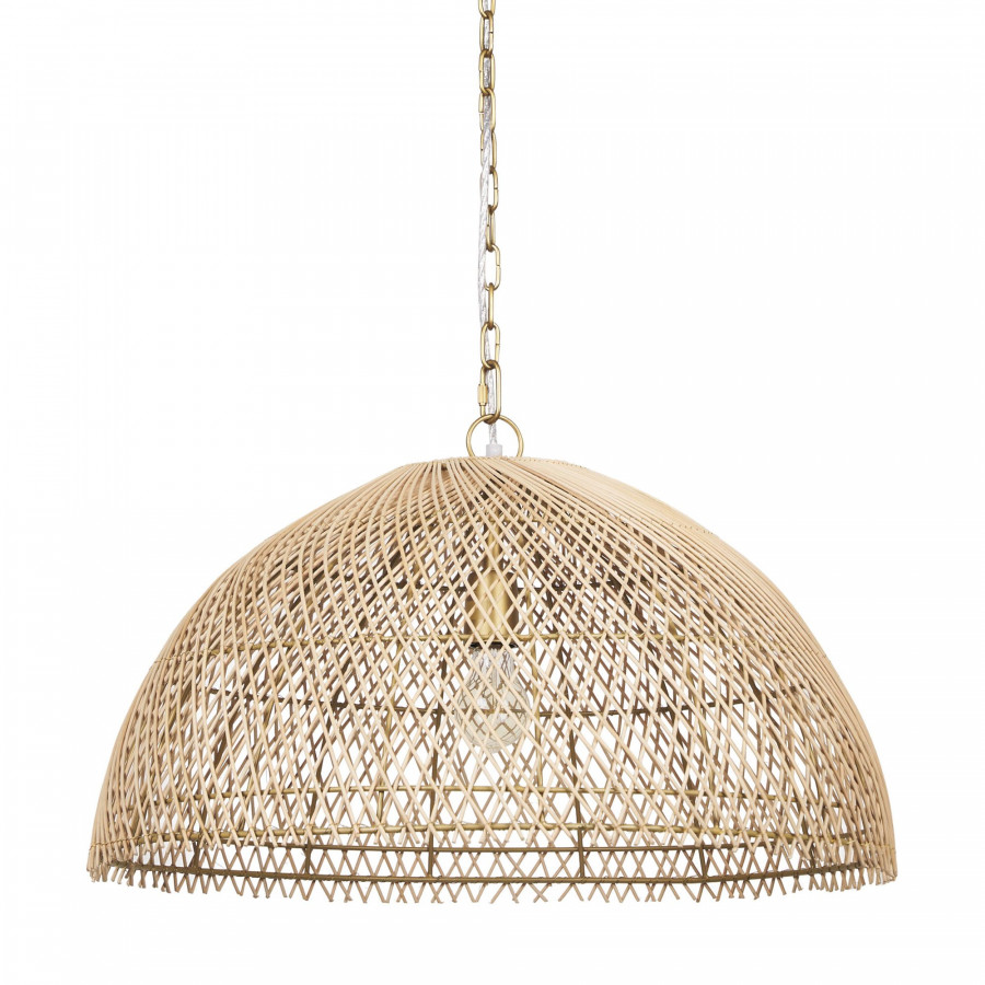 Mercana - Thad 1-Light Natural Woven Rattan Dome Pendant