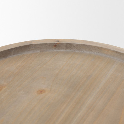 Mercana - Virve Round Light Brown Wood with Gray Wash Wooden Trays