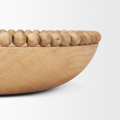 Mercana Wendell Round Bowls with Wood Beads - Light Brown