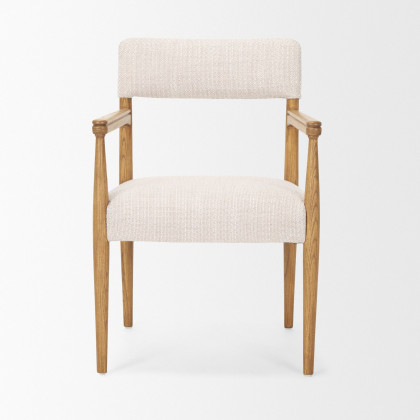 Mercana Toni Dining Chair with Cream Heathered Performance Fabric - Light Brown