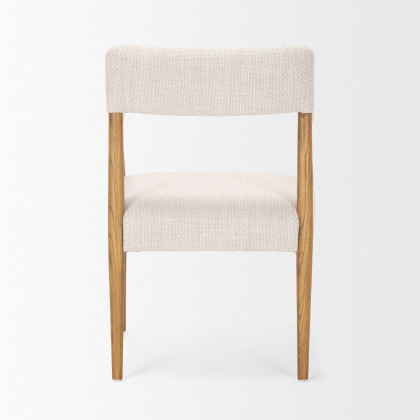 Mercana Toni Dining Chair with Cream Heathered Performance Fabric - Light Brown