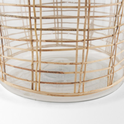 Mercana Troian Large Rattan Wrapped Glass Bottle - Clear