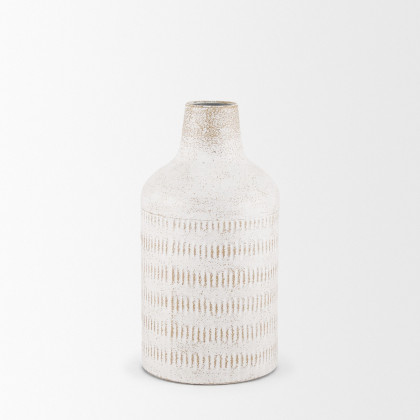 Mercana Tisha Small Distressing Metal Vase - White