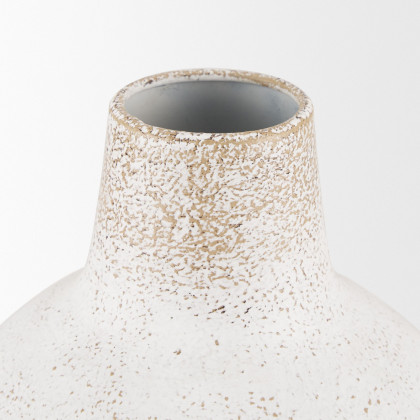 Mercana Tisha Small Distressing Metal Vase - White