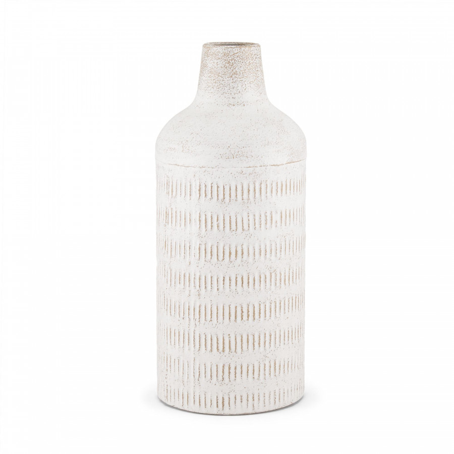 Mercana Tisha Large Distressing Metal Vase - White