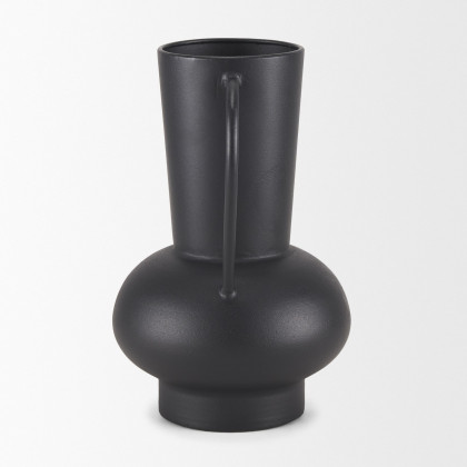 Mercana Tasya Large Metal Vase with Handles - Black