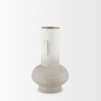 Mercana Torres Small Textured Metal Vase - White