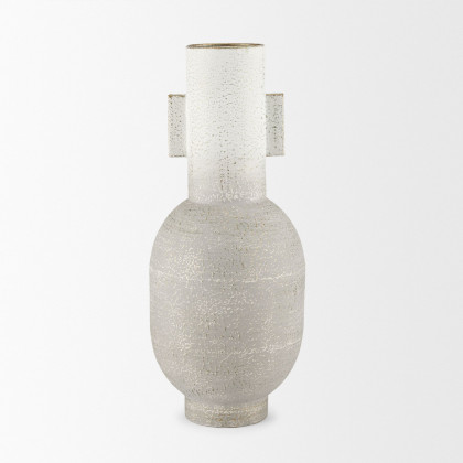 Mercana Torres Tall Textured Metal Vase - White