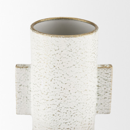 Mercana Torres Tall Textured Metal Vase - White