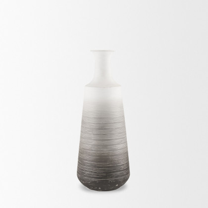 Mercana Toru Medium Ombre Metal Vase - White/Gray