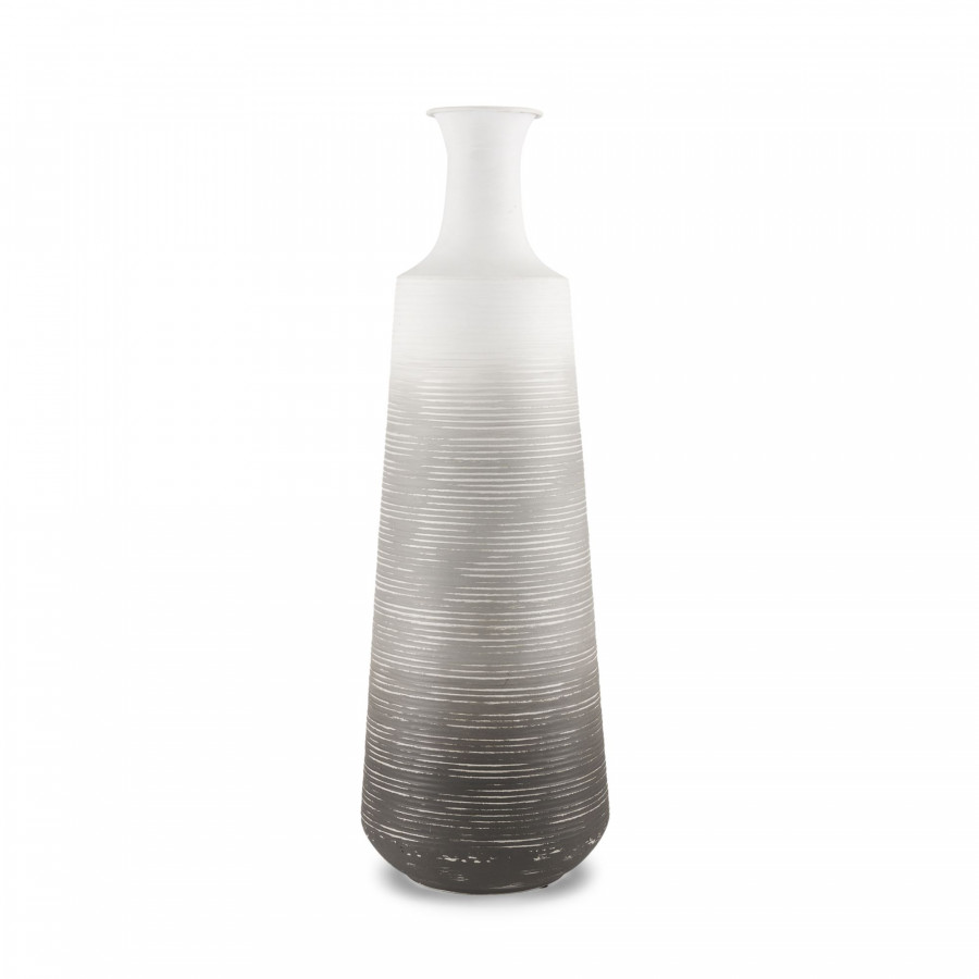 Mercana Toru Tall Ombre Metal Vase - White/Gray