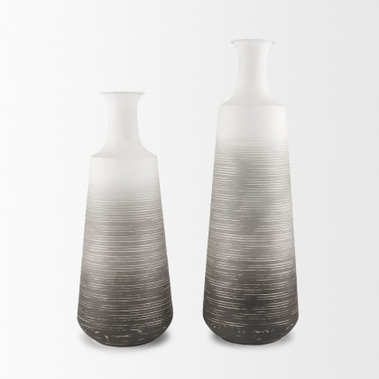 Mercana Toru Tall Ombre Metal Vase - White/Gray