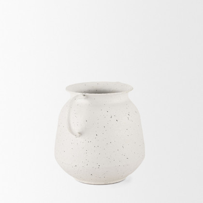 Mercana Treva Small Metal Vase with Black Speckles - White