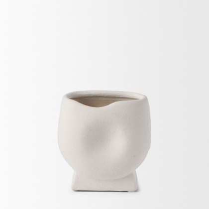 Mercana Darian Small Textured Ceramic Vase - White