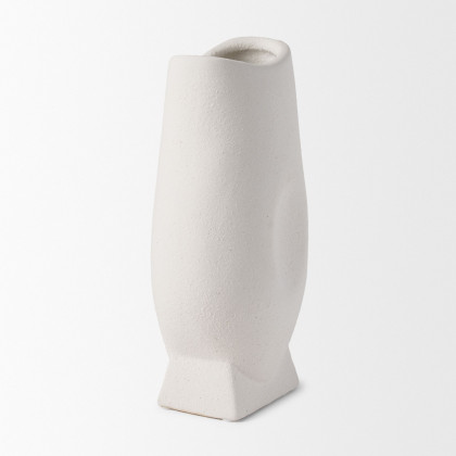 Mercana Darian Tall Textured Ceramic Vase - White