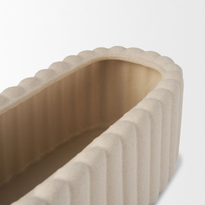 Mercana Mira Wide Fluted Ceramic Vase - Beige