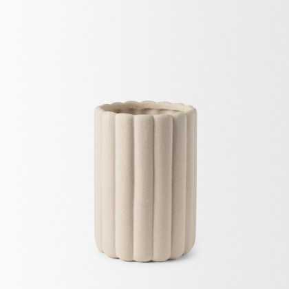 Mercana Mira Tall Fluted Ceramic Vase - Beige
