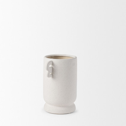 Mercana Dylan Small Ceramic Vase with Handles - White