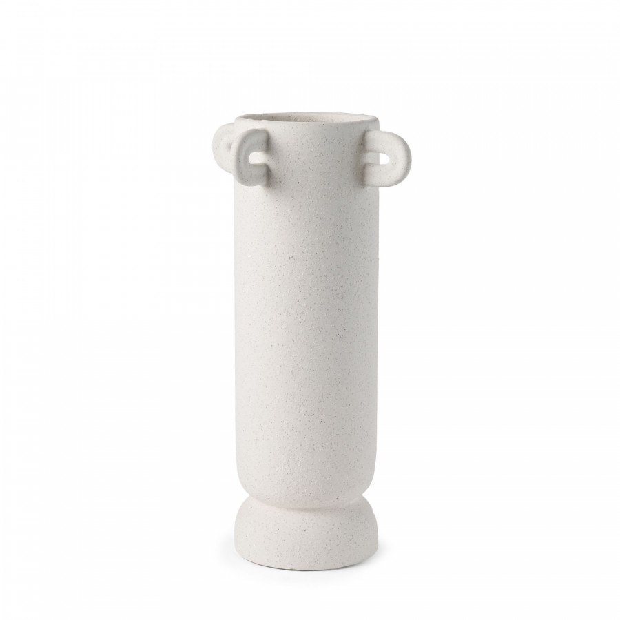 Mercana Dylan Tall Ceramic Vase with Handles - White