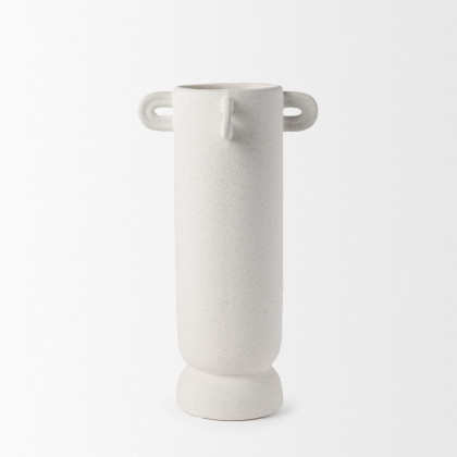 Mercana Dylan Tall Ceramic Vase with Handles - White