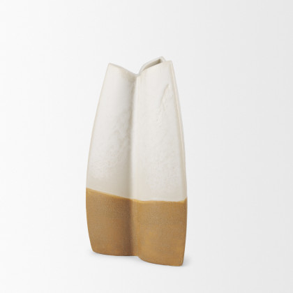 Mercana Vania Vase - White/Gold, H14"