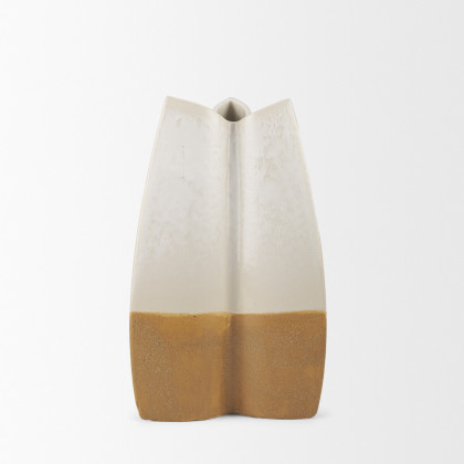 Mercana Vania Vase - White/Gold, H14"