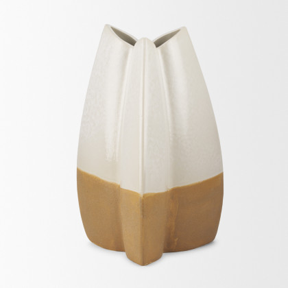 Mercana Vania Vase - White/Gold, H16"
