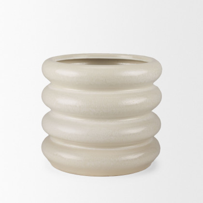 Mercana Twyla Short Glazed Floor Vase - Cream