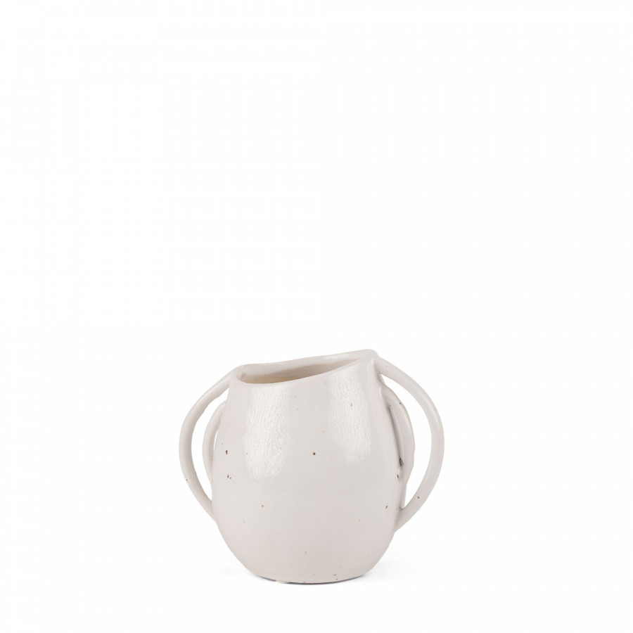 Mercana Urvi Short Speckled Asymmetrical Ceramic Vase - White