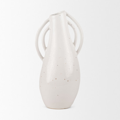Mercana Urvi Tall Speckled Asymmetrical Ceramic Vase - White