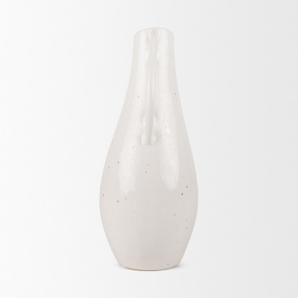 Mercana Urvi Tall Speckled Asymmetrical Ceramic Vase - White