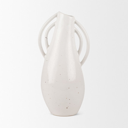 Mercana Urvi Tall Speckled Asymmetrical Ceramic Vase - White