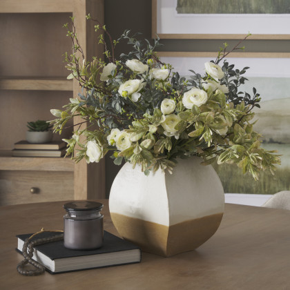 Mercana Vania Vase - White/Gold, H10"